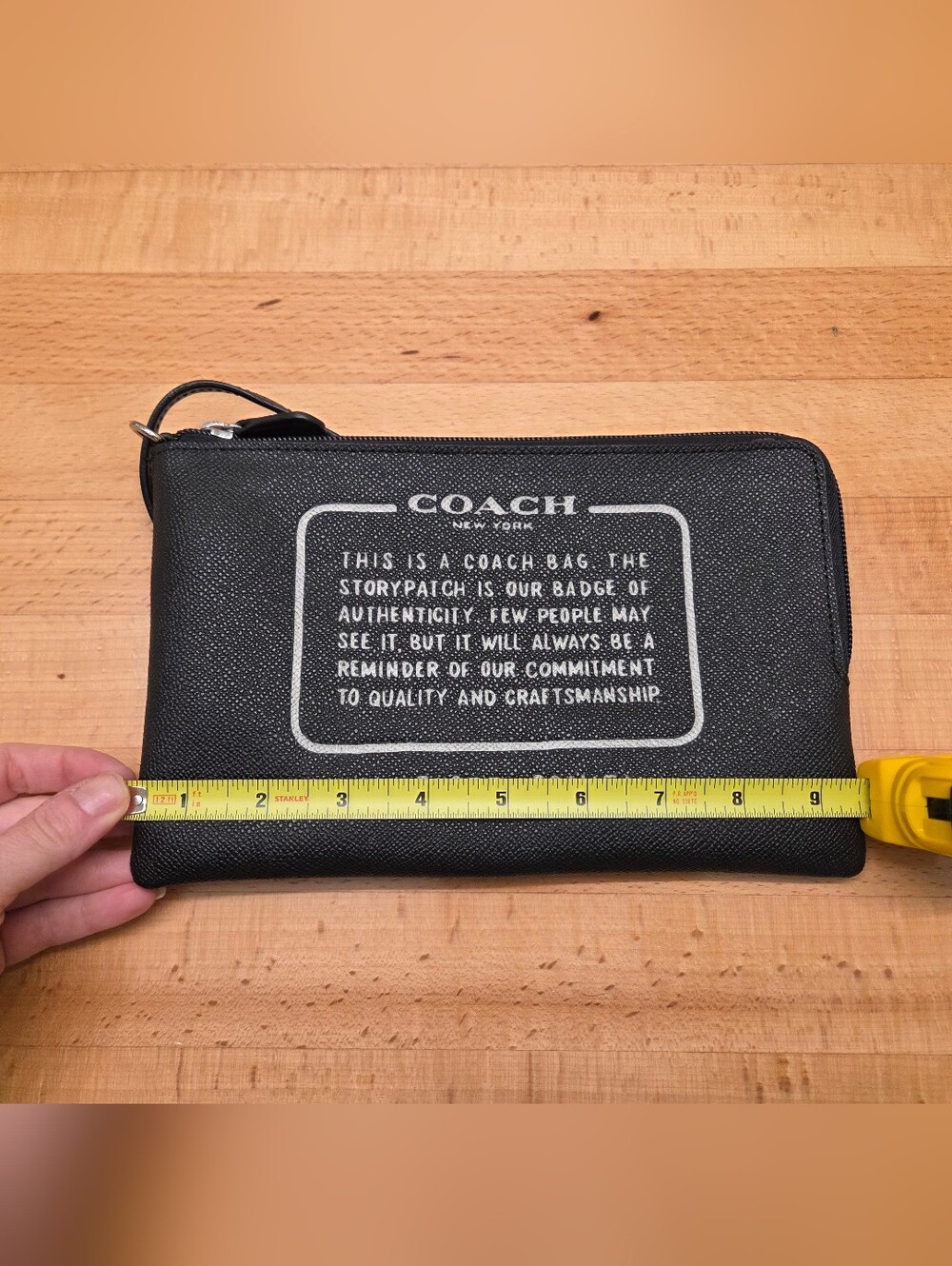Coach Storypatch Pouch/Clutch Black Crossgrain Leather - Picture 7 of 12